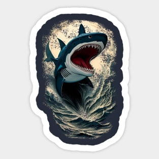 Shark and  ocean Sticker